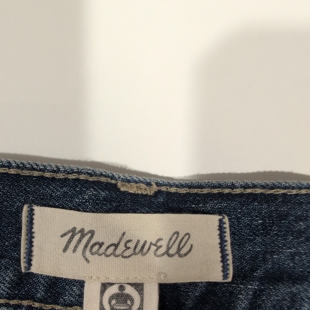 Madewell Low-Slung Baggy Crop Jeans Blue Raw Hem 29 NU172 DM8487 - Picture 4 of 10